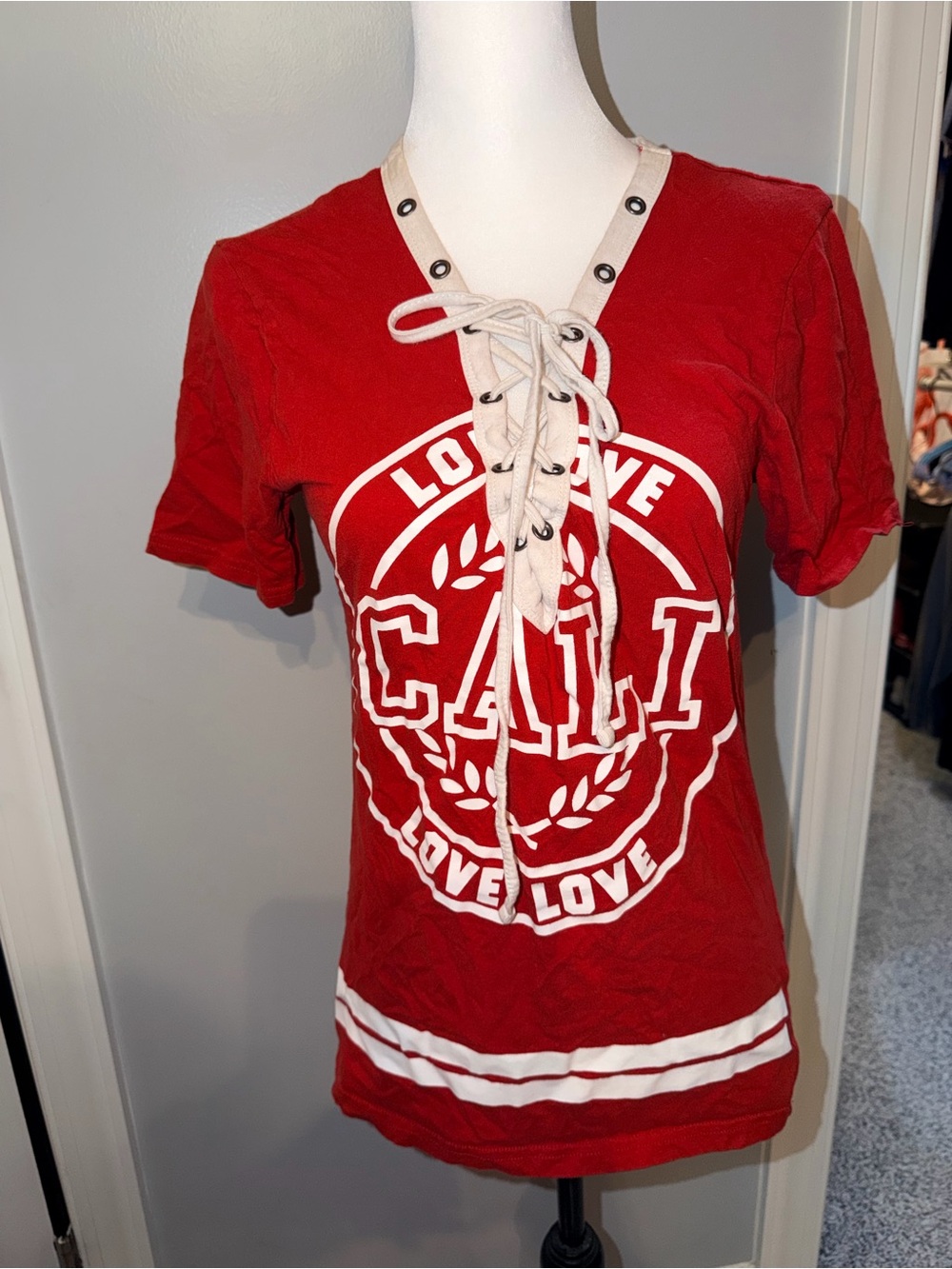 On Fire Red Lace-Up 'CALI' Graphic Tee